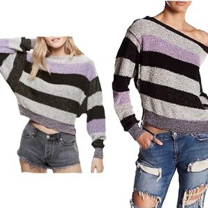 Free People Women's Candyland Striped Pullover Sweater - size L